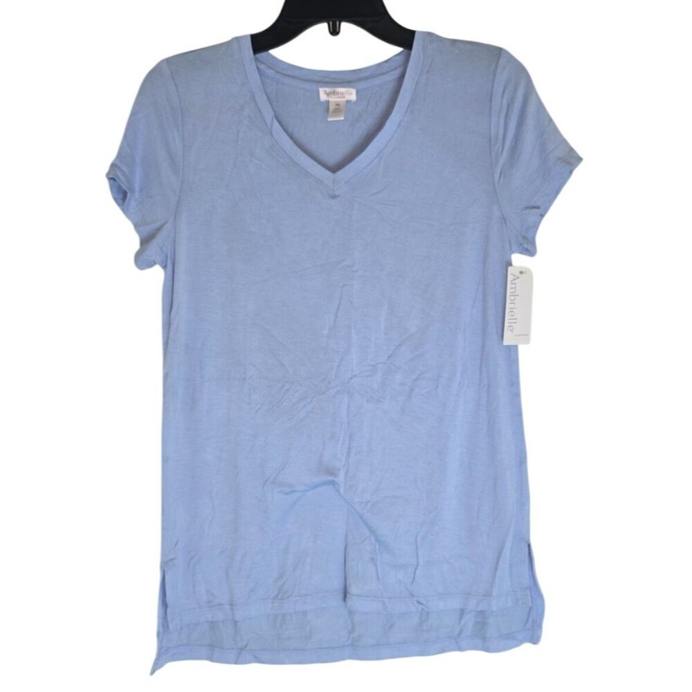 Ambrielle Cornflower Blue V-Neck Sleepwear Top XS Rayon/Spandex Lightweight & So